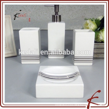 Mini cuadrado de cerámica rosa porcelana conjunto de accesorios de baño